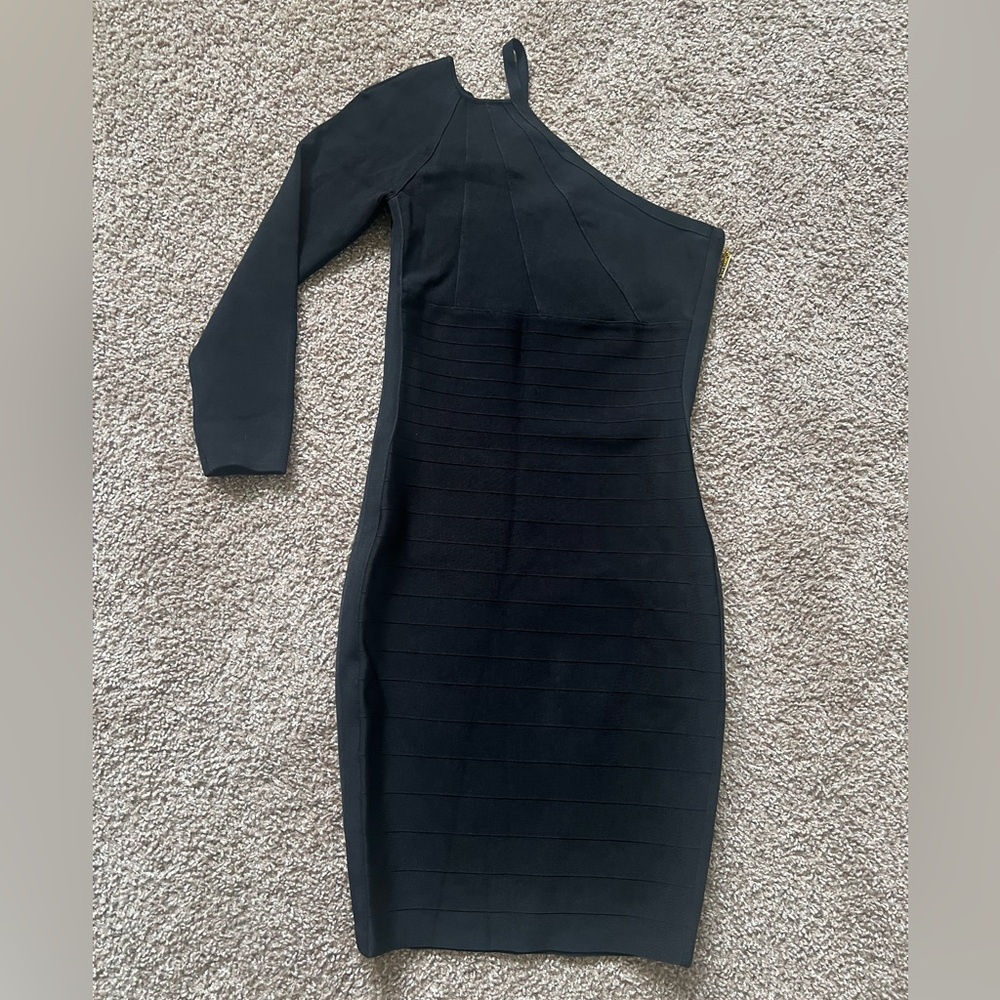 Marciano Black One-Shoulder Long Sleeve Dress